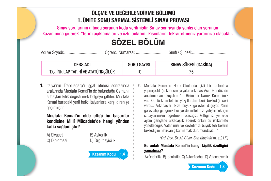 Ünite Sonlarında LGS Denemesi